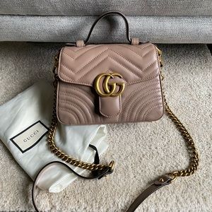Gucci calfskin matelasse mini marmont top handle bag